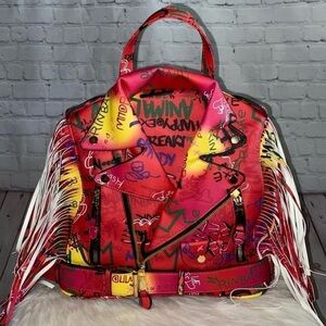 Faux Leather Fringed Moto Backpack